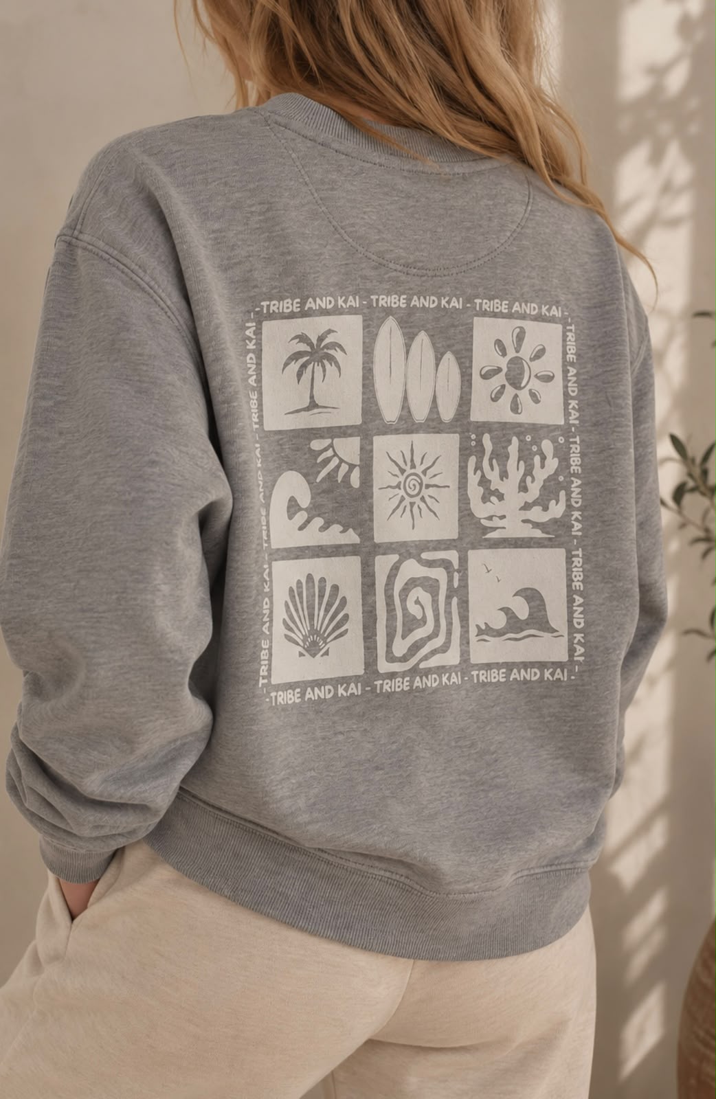 SUDADERA CUELLO REDONDO CUADRADOS