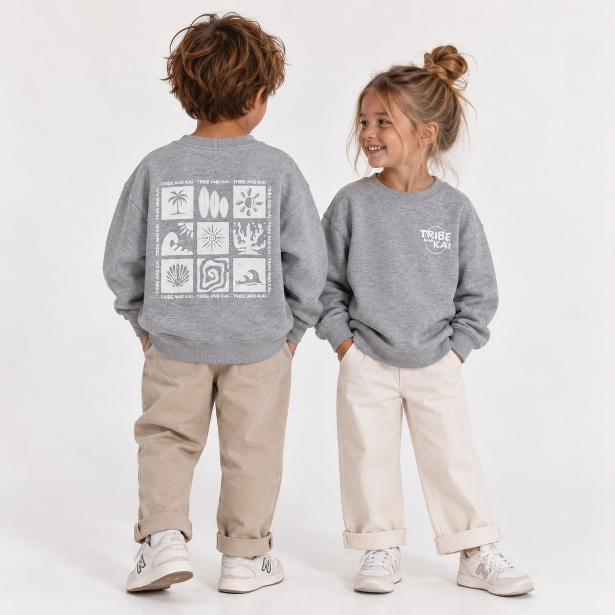 SUDADERA CUELLO REDONDO KIDS CUADRADOS